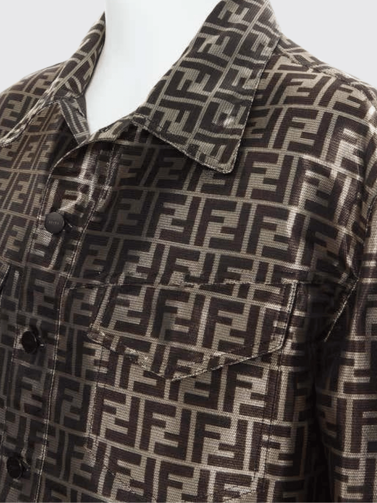 Fendi - Rare Metallic Gold FF Zucca Monogram Logo Jacket