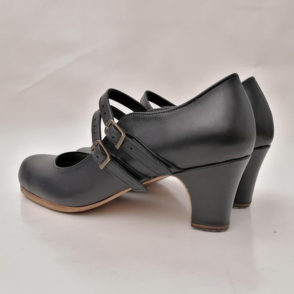MİRANDA Deri Özel Tasarım Kadın Flamenko Dans Ayakkabısı - Renk Siyah