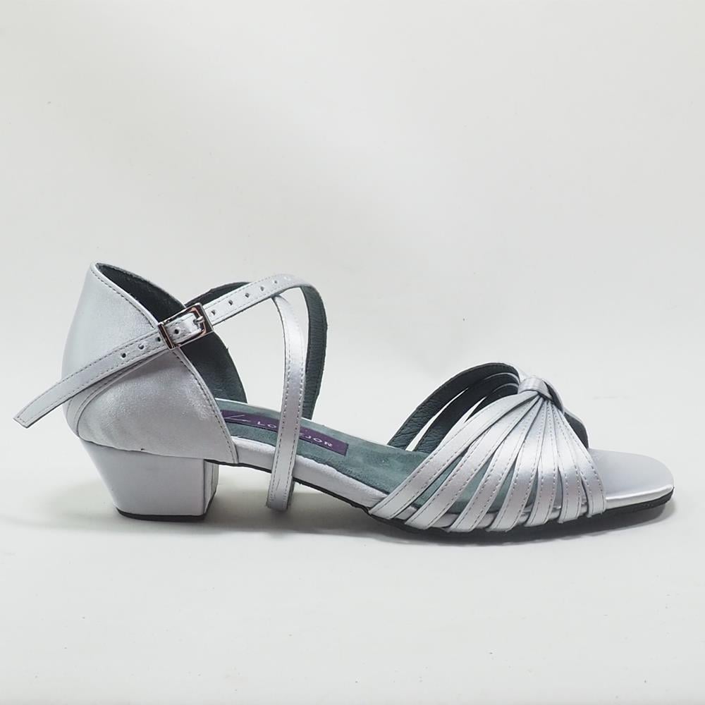 Özel Tasarım Saten Kadın Salsa Dans Ayakkabısı - Renk Gümüş
