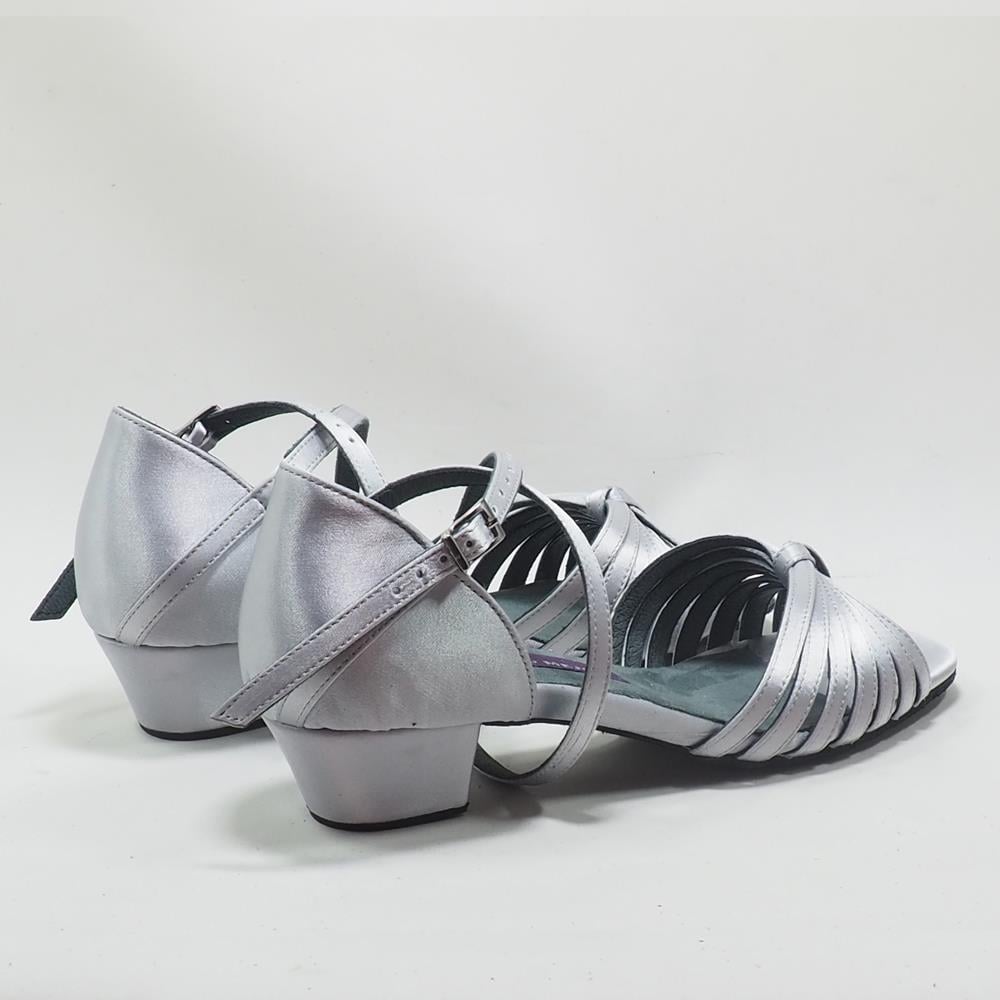 Özel Tasarım Saten Kadın Salsa Dans Ayakkabısı - Renk Gümüş