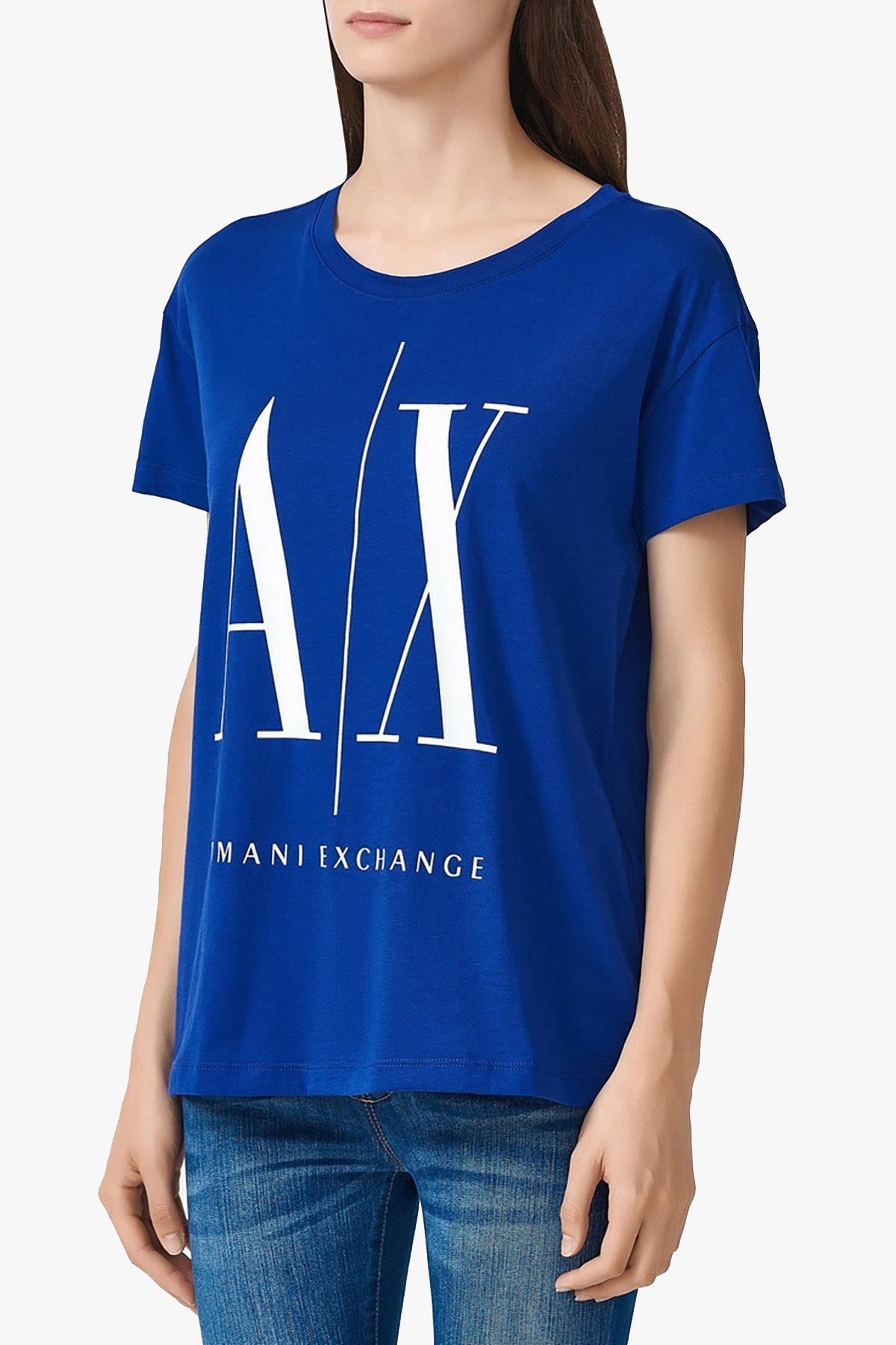 Armani Exchange Logo Pamuklu Regular Fit Kadın T-Shirt