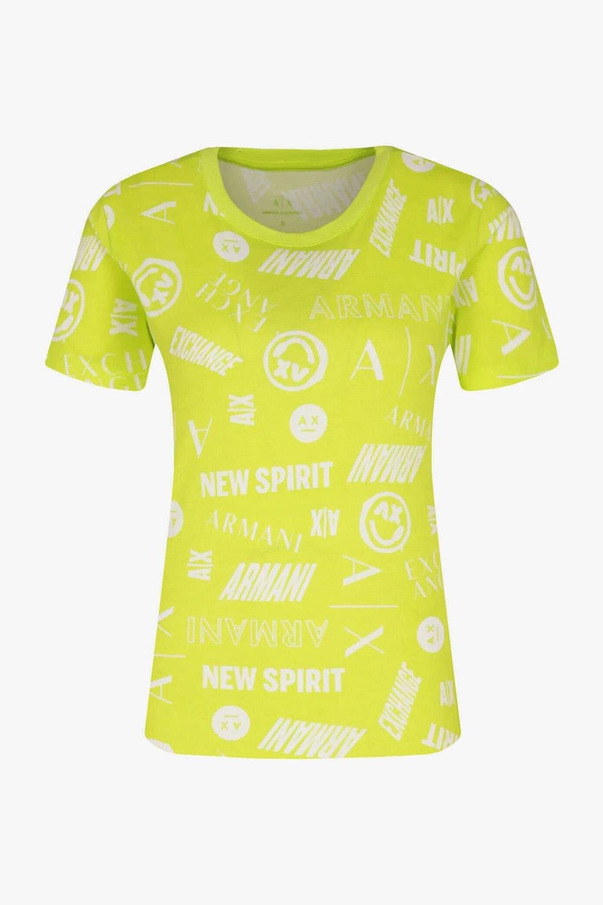 Armani Exchange Logo Yeşil Kadın T-Shirt