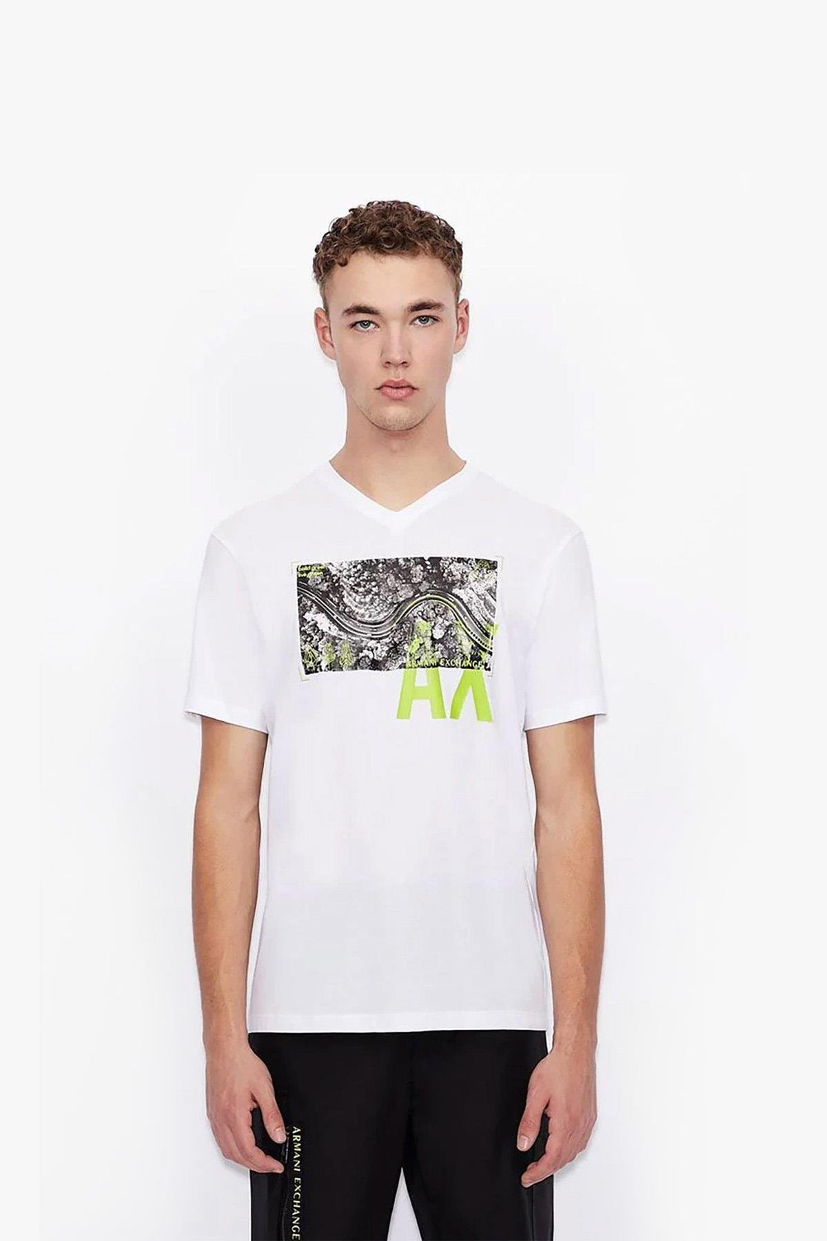 Armani Exchange V Yaka Pamuklu Erkek T-Shirt