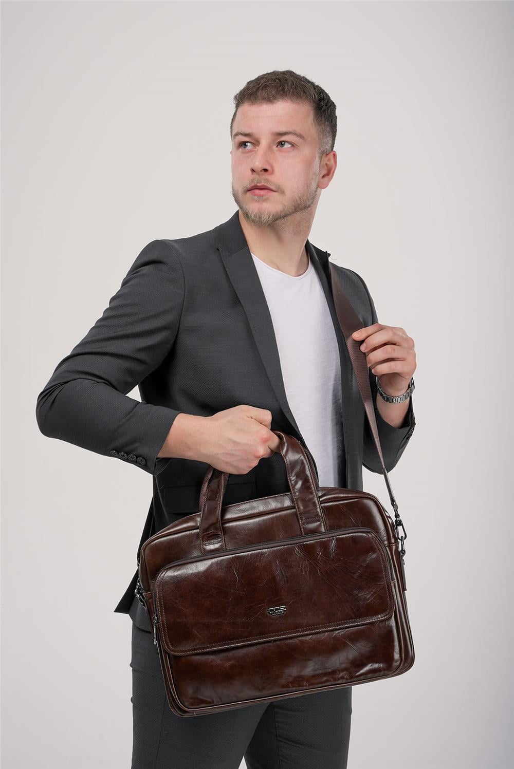 ÇÇS 71471 Hakiki Deri Evrak Çantası