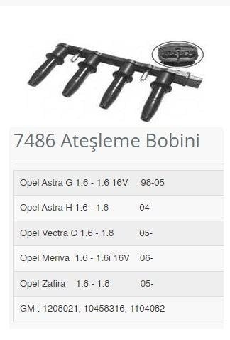 ATEŞLEME BOBİNİ ASTRA G INSIGNIA 1.6 1.6 16V 98>05