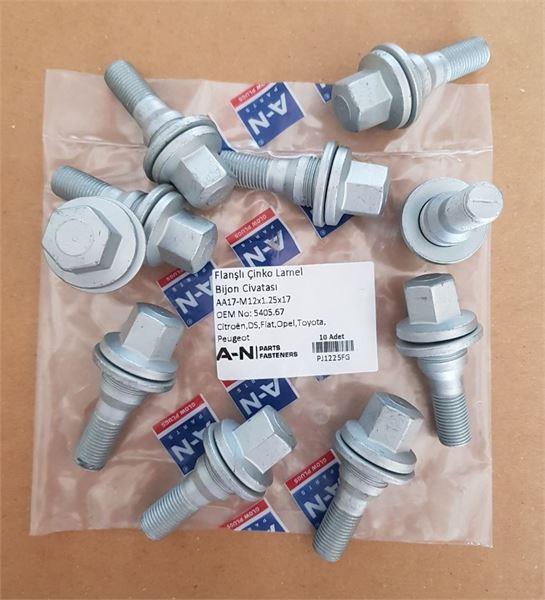 BİJON CİVATASI PEUGEOT FLANŞLI 10.9 KALİTE CİTROEN DS FİAT OPEL TOYOTA PEUGEOT 206 207 308 406 408 YENİ MODEL AA17 - M12×1.25×21 758552 46673 62929208