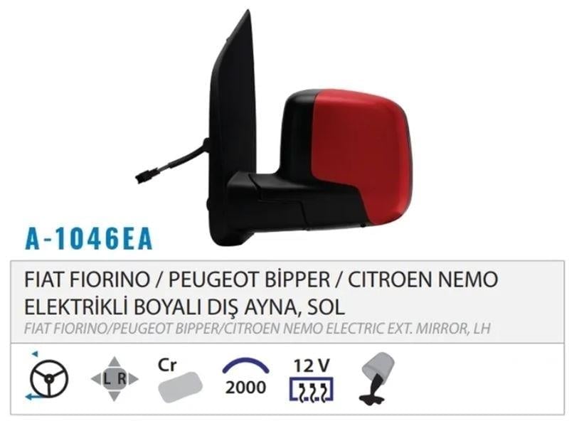 DIŞ DİKİZ AYNASI ELEKTRİKLİ ISITMALI ASTARLI SOL FIORINO NEMO BIPPER 07> M001.1390