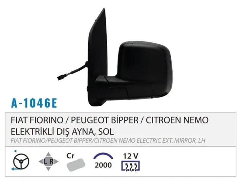 DIŞ DİKİZ AYNASI ELEKTRİKLİ ISITMALI SOL FIORINO NEMO BIPPER 07> M001.1039