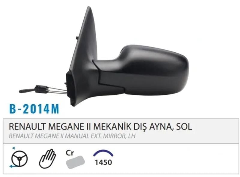 DIŞ DİKİZ AYNASI MEKANİK ASFERİK SOL MEGANE II 03- 08 M002.2016