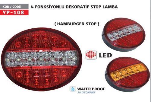 DÖRT FONKSİYONLU HAMBURGER LEDLİ STOP 12V