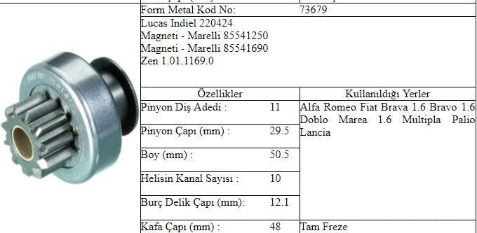 MARŞ DİŞLİ MARELLI DOBLO MAREA BRAVA 1.6 11 DIS