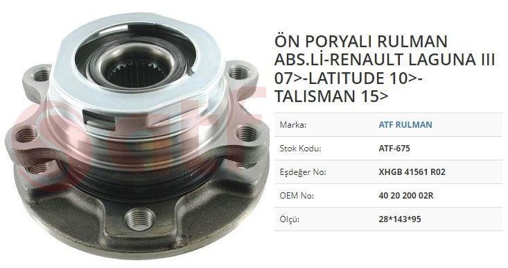 ÖN PORYALI RULMAN ABSLİ RENAULT RULMAN -LAGUNA III