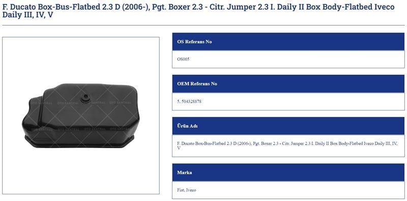 YAG KARTERI FİAT DUCATO BOXER JUMPER 2.3 DAILY