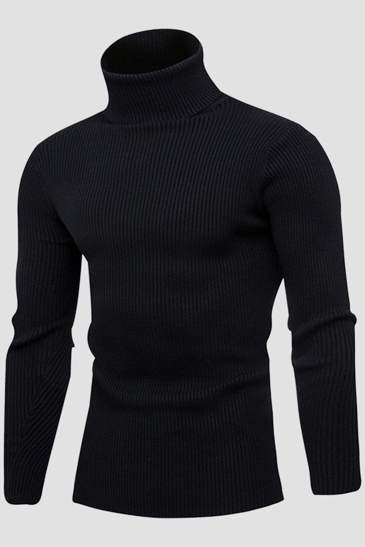 Unisex 2li Hazır Paket Siyah - Bej Balıkçı Yaka Kaşkorse Şardonlu Slimfit Boğazlı Kazak