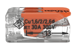 WAGO 221-612 2x6mm2 tırnaklı buat ve çok amaçlı klemens