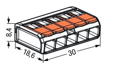 WAGO 221-415 5x4mm2 tırnaklı buat ve çok amaçlı klemens