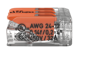WAGO 221-413 3x4mm2 tırnaklı buat ve çok amaçlı klemens