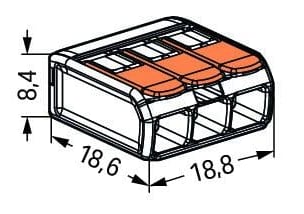 WAGO 221-413 3x4mm2 tırnaklı buat ve çok amaçlı klemens