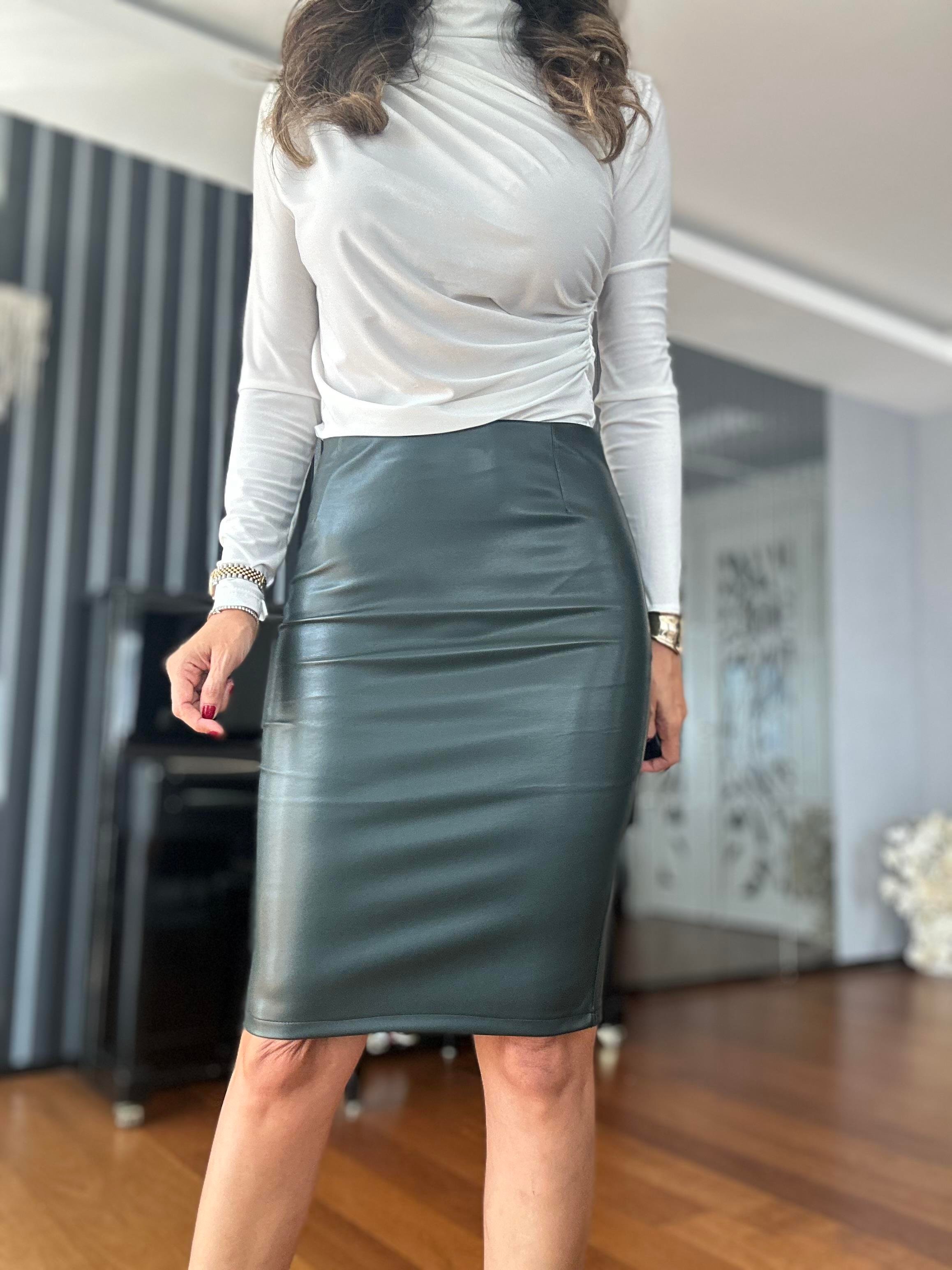 Khaki fitted skirt hot sale
