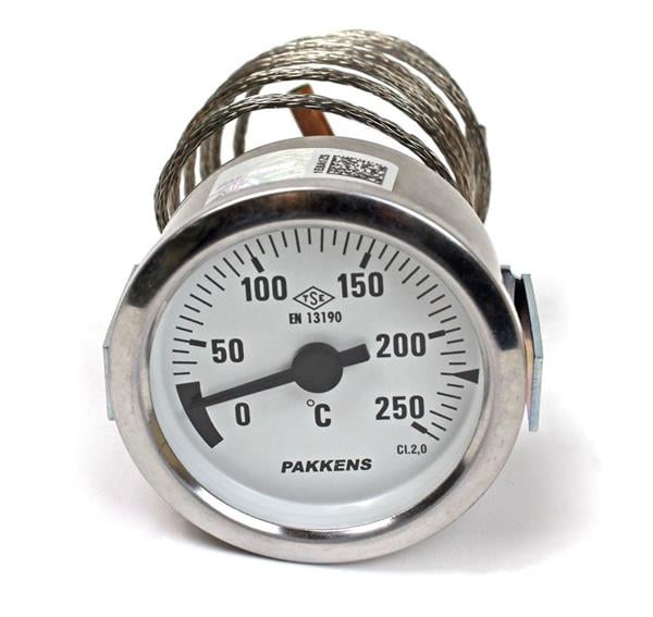Pakkens Çap 60 0/+250 °C Arkadan Bağlantılı Pano Tip Gazlı Termometre 1mt  Paslanmaz Örgülü - EHidrofor.com