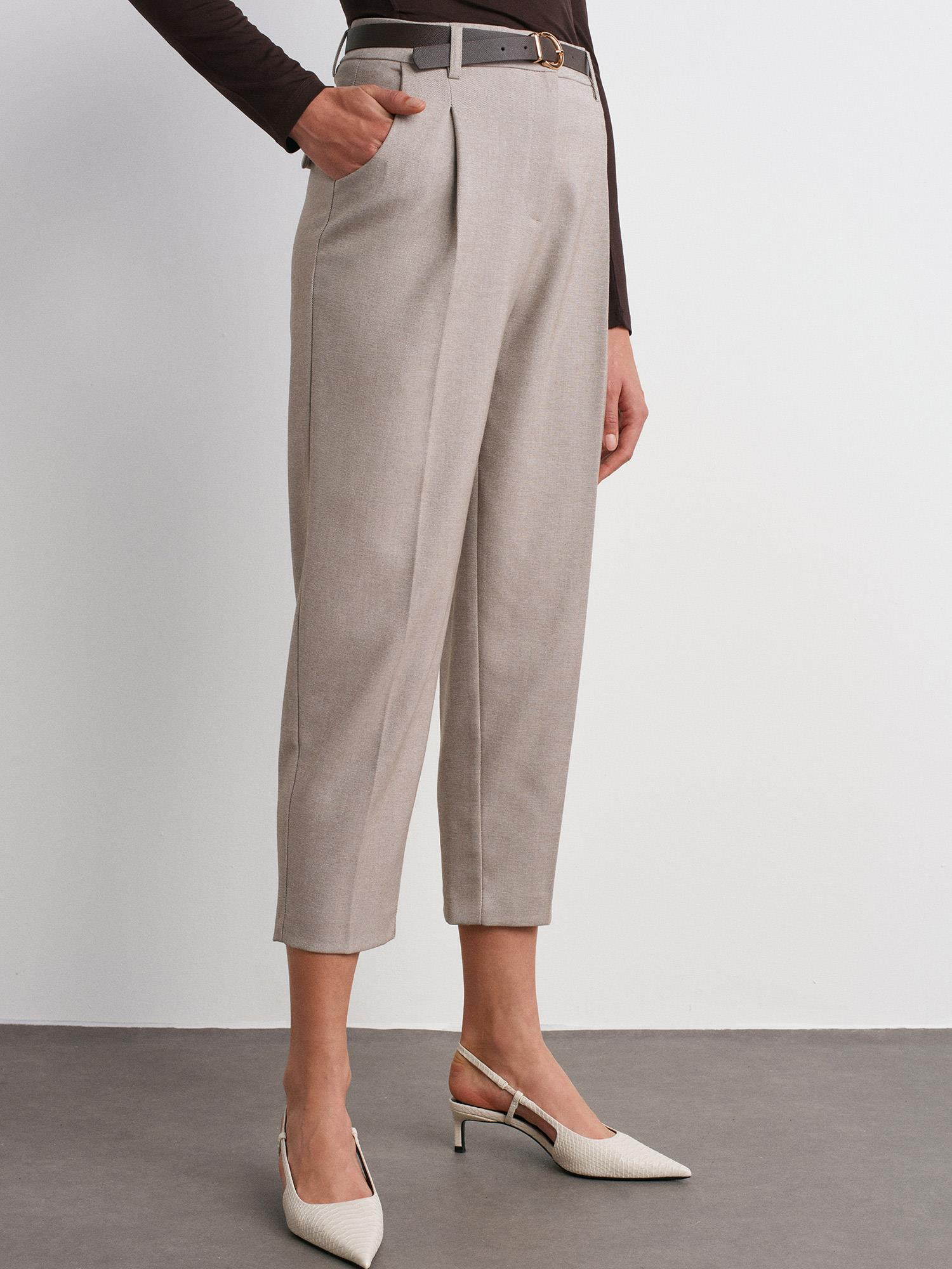 Kemerli Havuç Fit Pantolon Camel