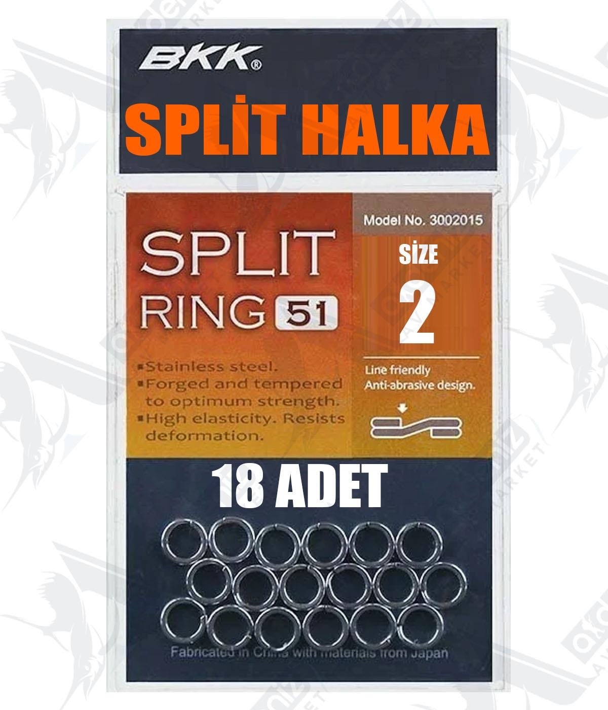 BKK Split Ring-51 Açık-Geçmeli Halka 40lb/18kg (18 Adet) No:2BKK