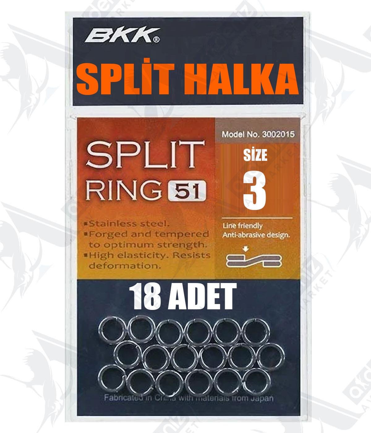BKK Split Ring-51 Açık-Geçmeli Halka 50lb/23kg (18 Adet) No:3BKK