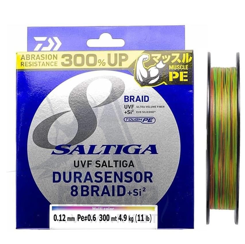 DAİWA Saltiga 8 Braid (örgü) Durasensor UVF 0,12mm Pe#0.6 300m Multicolor İp MisinaDAİWA
