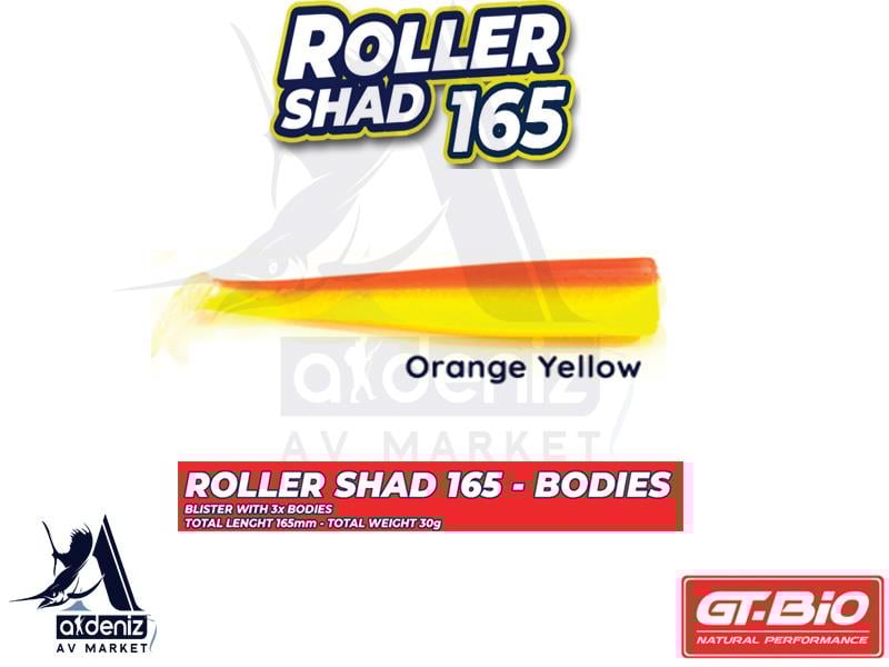 GT-BİO Roller Shad 165 Body Silikon Balık (Yedek Gövde) # Orange Yellow UVGT-BİO