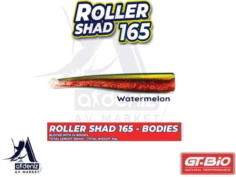 GT-BİO Roller Shad 165 Body Silikon Balık (Yedek Gövde) # Watermelon Kamaleo UVGT-BİO