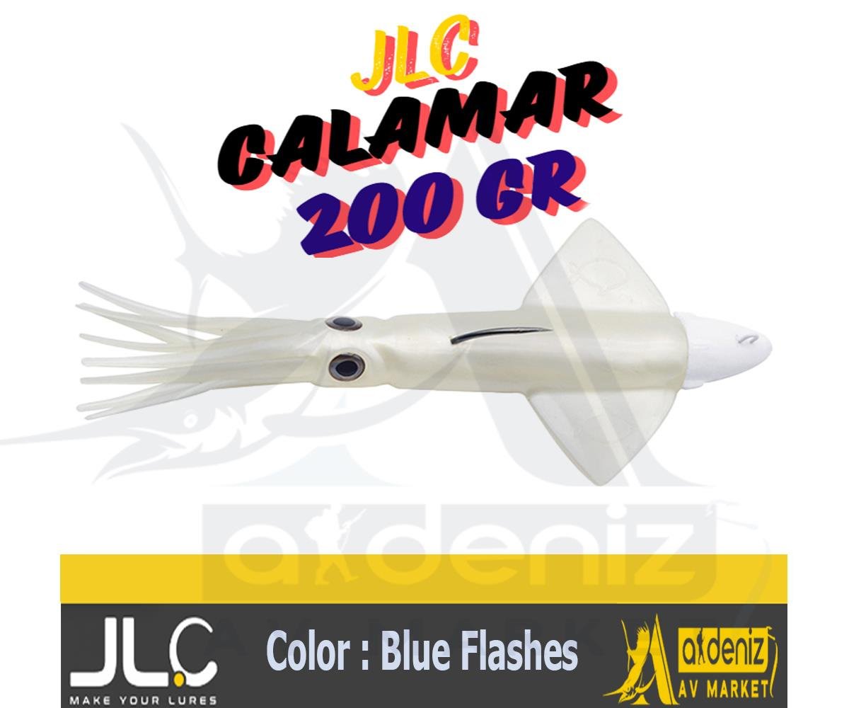 JLC Jigging A La Carta CALAMAR 200 Gr #1 Blue Flashes beyaz mavi ispirto efektli Combo Silikon Kalamar Yem