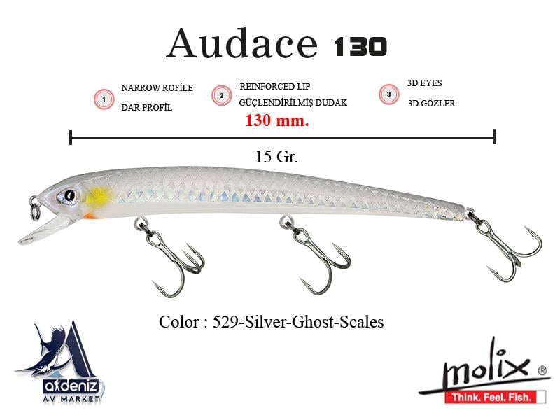 Molix Audace 130 13 Cm 15 Gr #529 Silver Ghost Scales