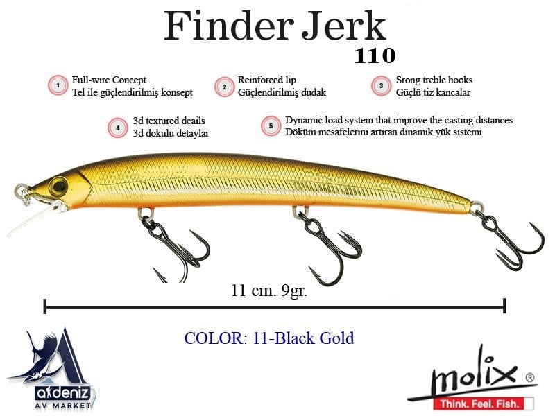 Molix Finder Jerk 110 Slow Sinking 11 Cm 9 Gr #11 Black Gold
