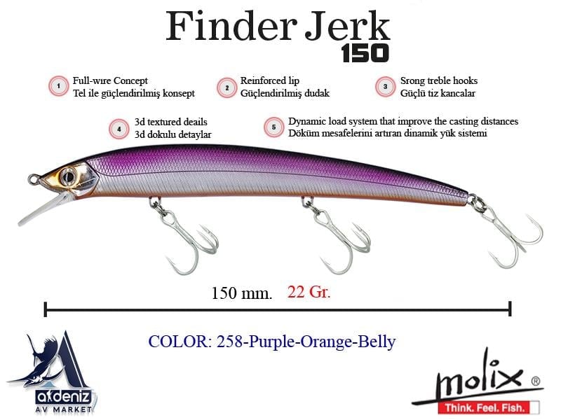 Molix Finder Jerk 150 Slow Sinking 15 Cm 22 Gr #258 Purple Orange Belly