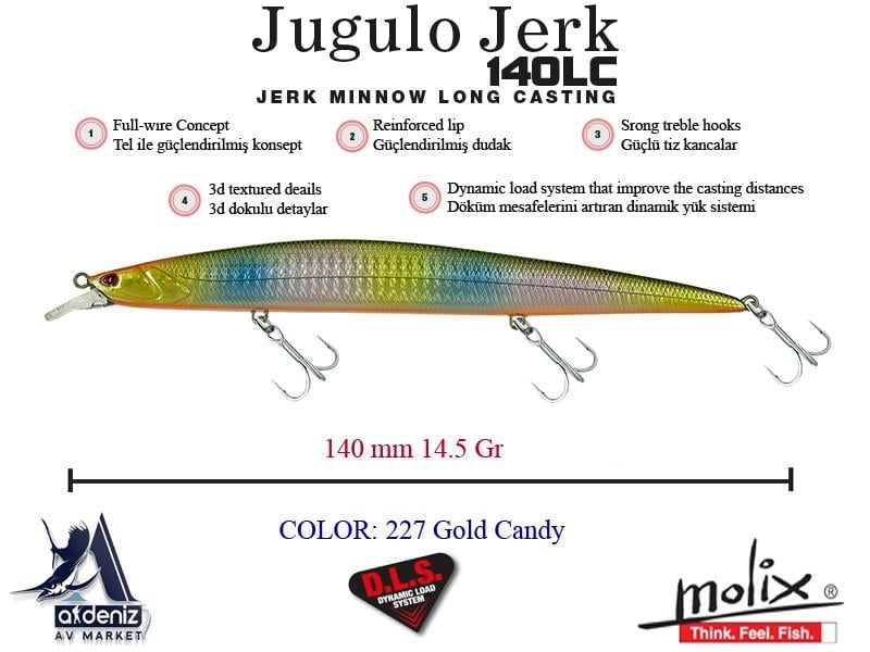 Molix Jugulo Jerk 140LC Suspending 14 Cm 14,5 Gr #227 Gold Candy