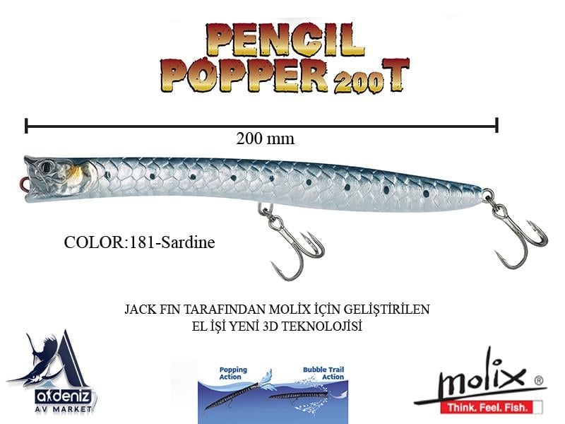 Molix Pencil Popper 200T 20 Cm 44 Gr #181 Sardine