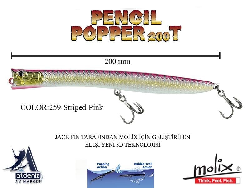 Molix Pencil Popper 200T 20 Cm 44 Gr #259 Striped Pink