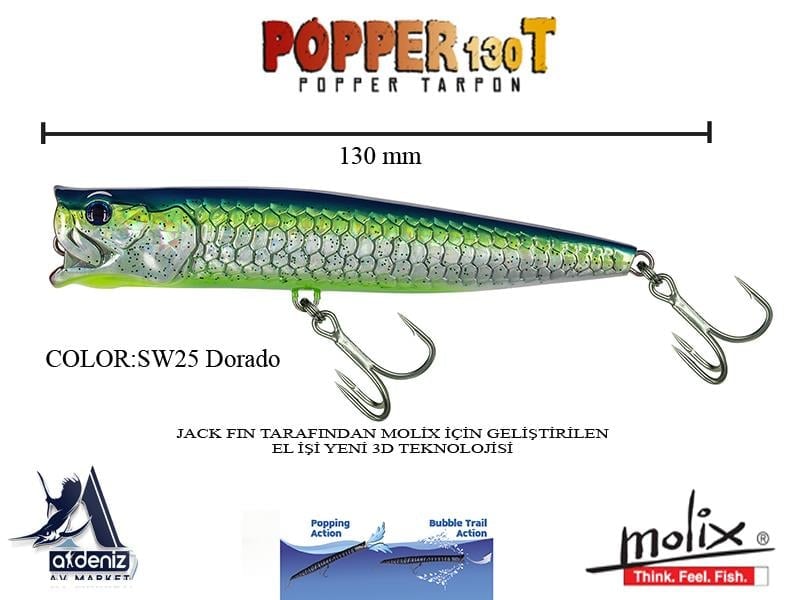 Molix Popper 130T 13 Cm 38 Gr #SW25 Dorado