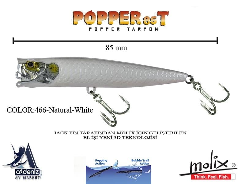Molix Popper 85T 8,5 Cm 11,5 Gr #466 Natural White