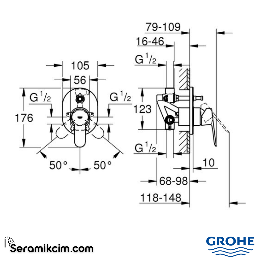 Grohe Bauedge Ankastre Banyo/Duş Bataryası 29039000