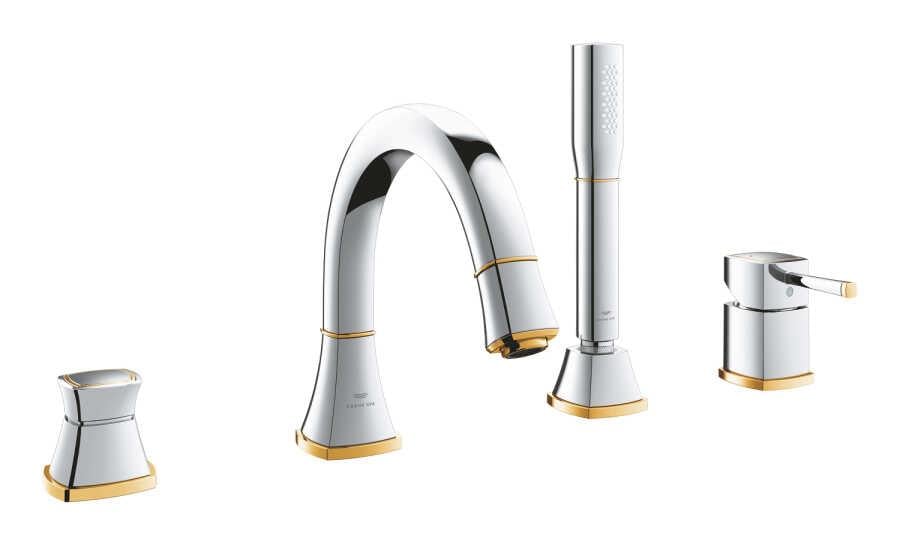 Grohe Grandera 4 Delikli Küvet Bataryası, Krom-Altın - 29418IG0