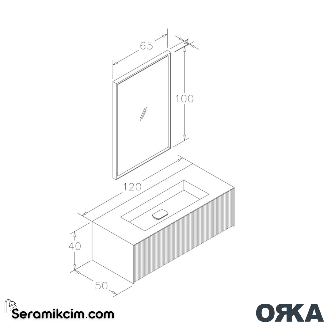 Orka Cube 120cm Banyo Dolabı Set Mat Antrasit