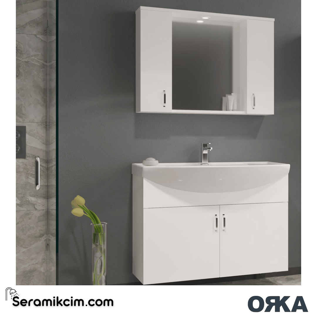 Orka Duru 80cm Asma Banyo Dolabı Set Beyaz - ORK053.80.01.TKM