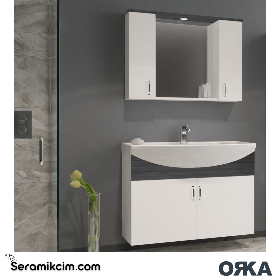 Orka Duru 80cm Asma Banyo Dolabı Set Freeze Siyah - ORK053.80.02.TKM