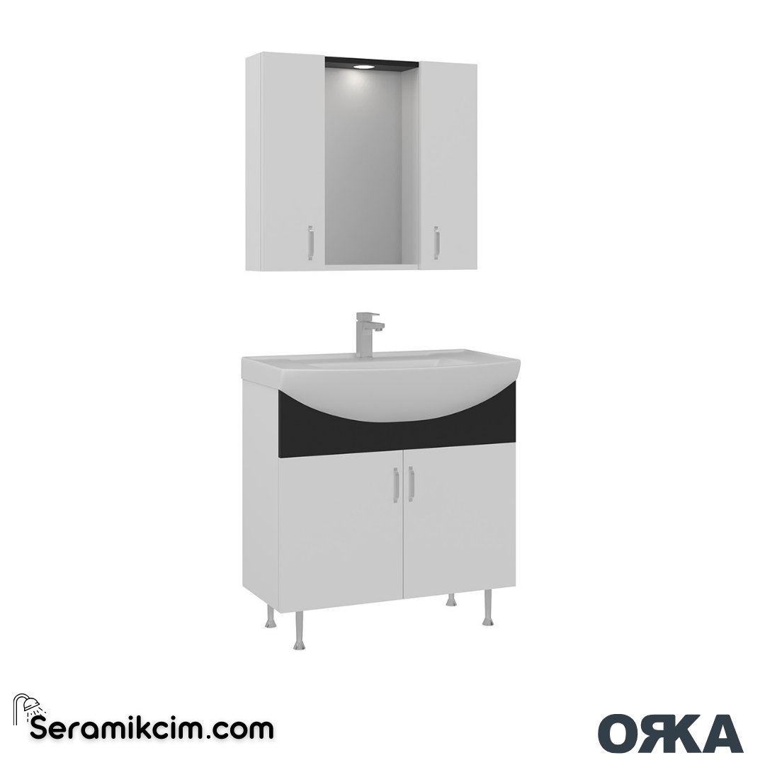 Orka Duru 80cm Ayaklı Banyo Dolabı Set Freeze Siyah - ORK054.80.02.TKM