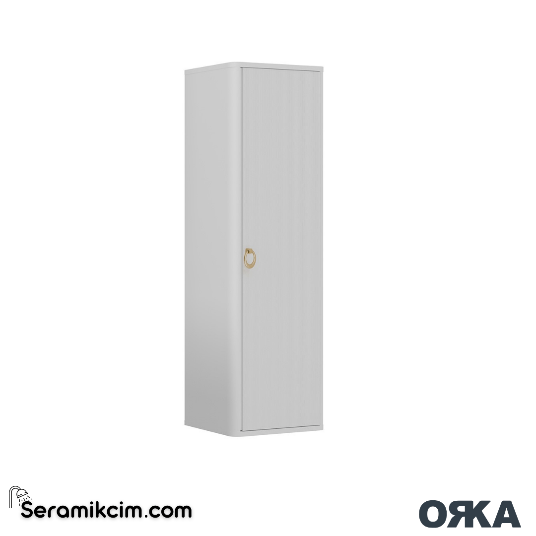 Orka Felice 43cm Altın Kulp Boy Dolabı (Sağ-Sol) Mat Beyaz - ORK.BYD1002