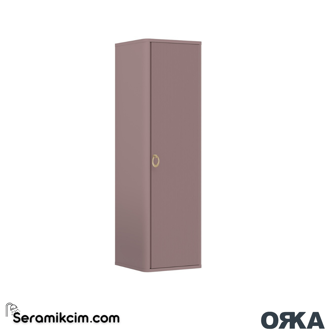 Orka Felice 43cm Altın Kulp Boy Dolabı (Sağ-Sol) Mat Pudra - ORK.BYD1004