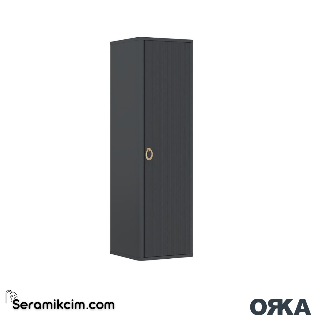 Orka Felice 43cm Altın Kulp Boy Dolabı (Sağ-Sol) Mat Antrasit - ORK.BYD1001
