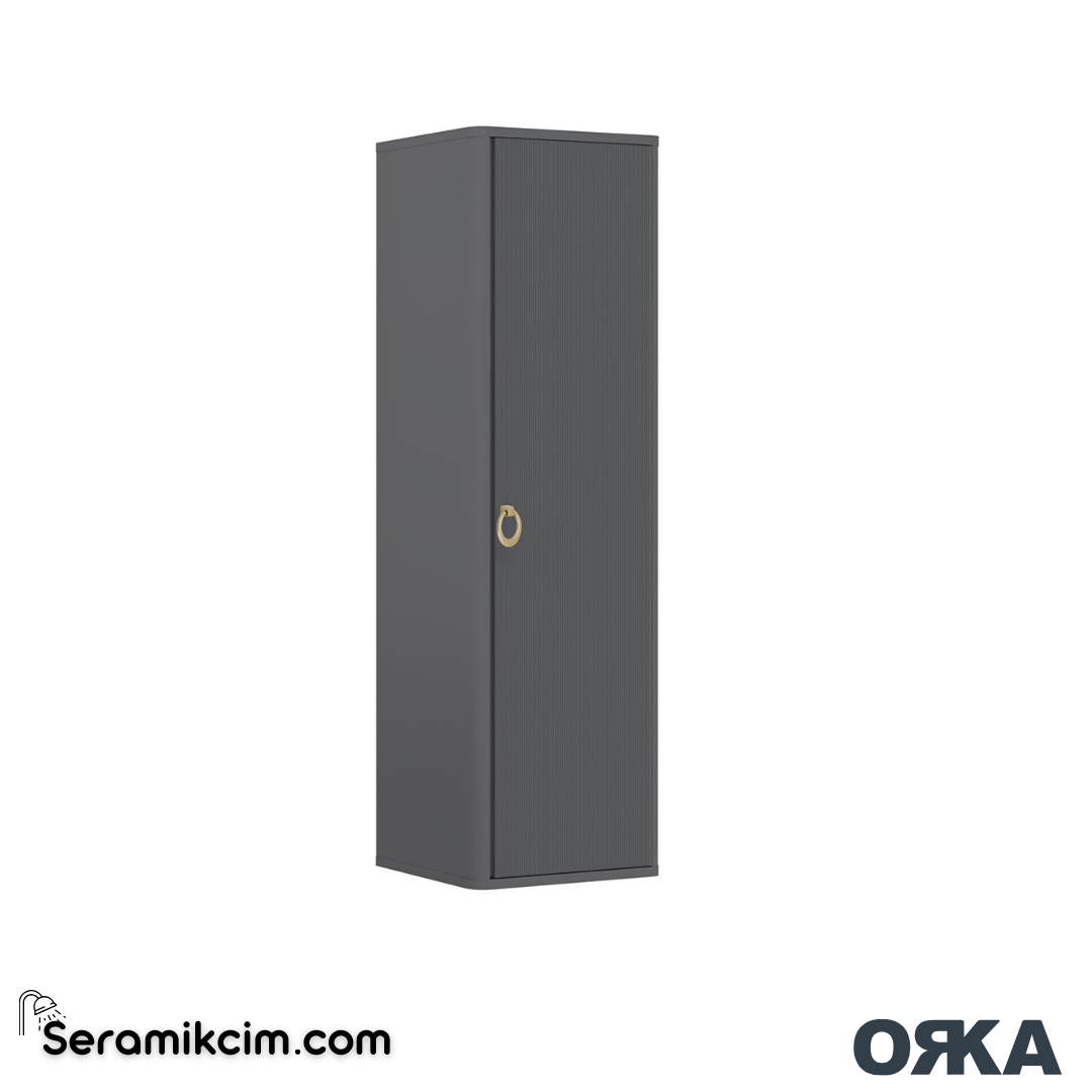 Orka Felice 43cm Altın Kulp Boy Dolabı (Sağ-Sol) Mat Gri - ORK.BYD1003
