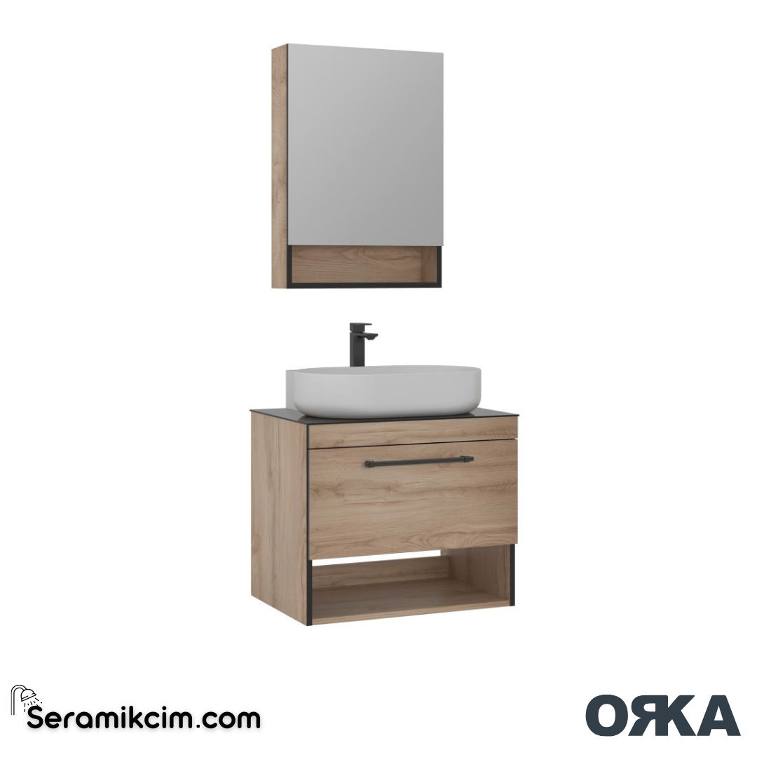Orka Knidos 70cm Banyo Dolabı Ayna Dolaplı Set Legnano
